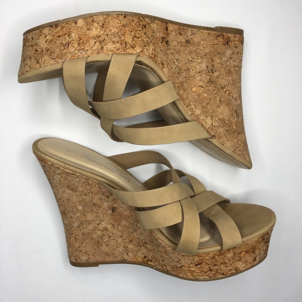 De Blossom Collection Strap Wedge Heel Shoes